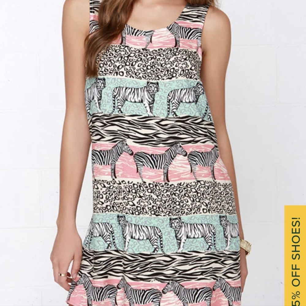 Minkpink safari adventure animal print shift dress